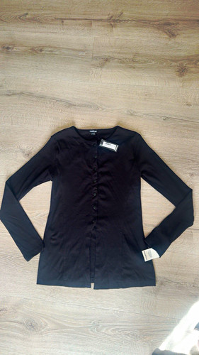 Boohoo black rib - rib-knit, button
