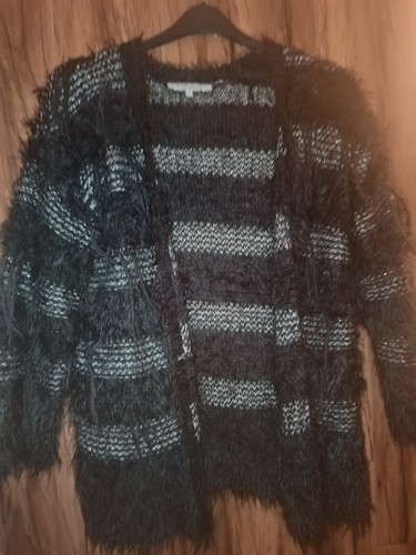 Ladies black fluffy cardigan - ladies,