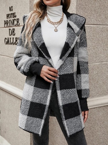 Women checked hooded - women's,