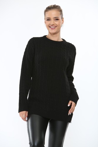 Ladies round neck knitted long - round,