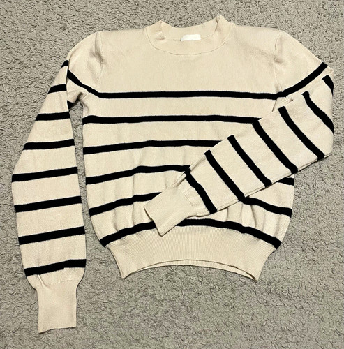 Cream black striped - h&m, cream/black