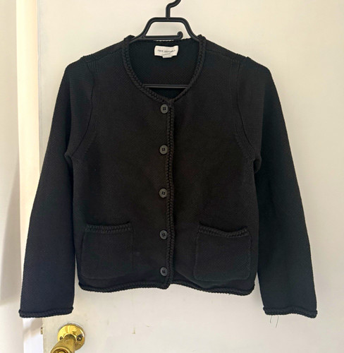 Black knit cardigan - knit,