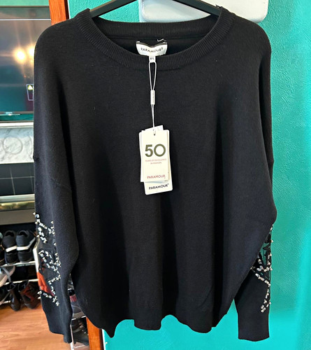 Paramour black knit crew neck - black,